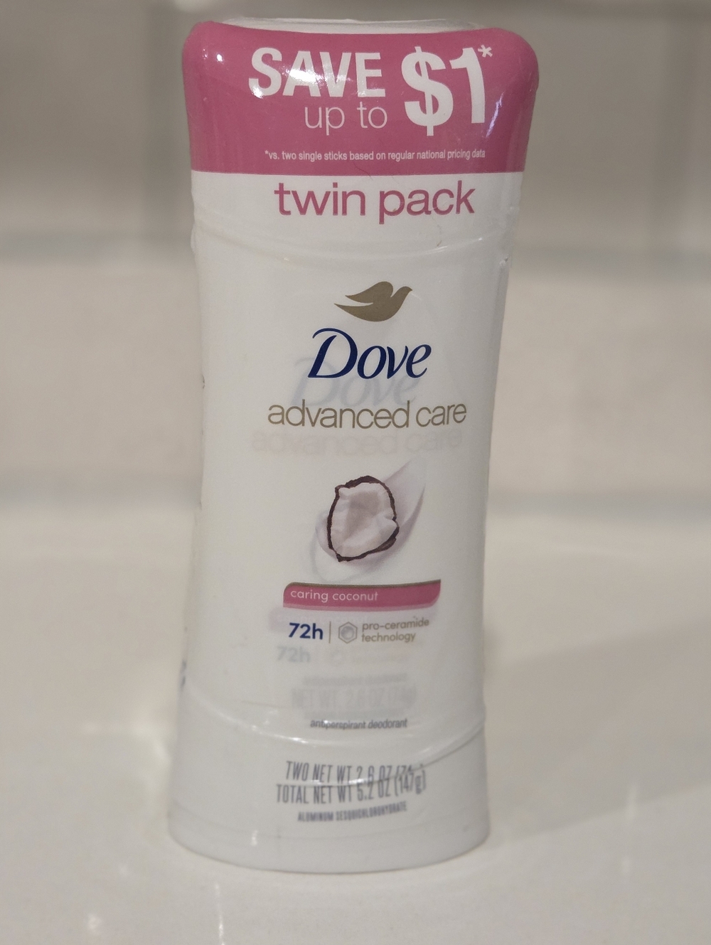Dove Advanced Care Caring Coconut Antiperspirant Deodorant Pack Of 2 NIP - Picture 5 of 5